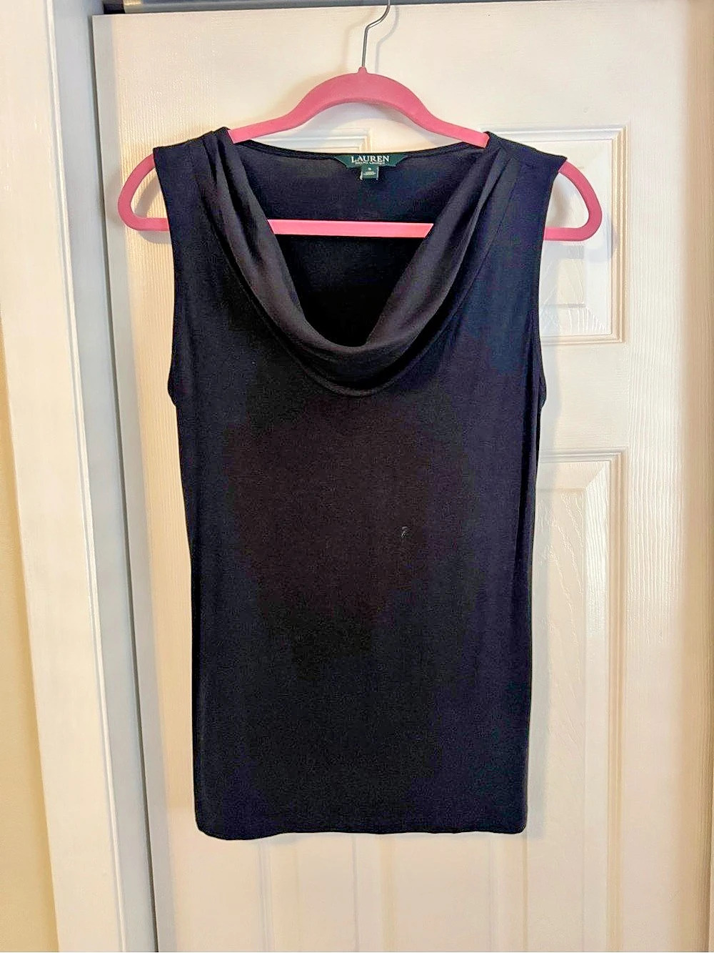 Lauren Ralph Lauren Black Cowl Neck Tank Top Size Small Like New